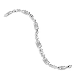 10K White Gold Diamond Sparkling Faceted Fashion Bracelet 1/3 Cttw