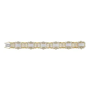 10K Yellow Gold Mens Round Diamond Big Look Fashion Bracelet 3-1/5 Cttw
