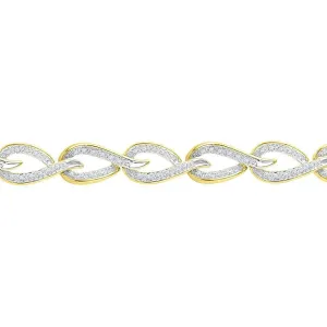 10K Yellow Gold Womens Round Diamond Fashion Link Bracelet 3/4 Cttw