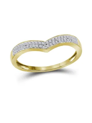 14kt Yellow Gold Womens Round Diamond Chevron Fashion Band Ring 1/6 Cttw