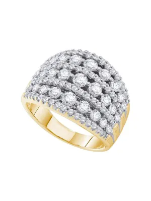 14kt Yellow Gold Womens Round Diamond Symmetrical Fashion Band Ring 2 Cttw