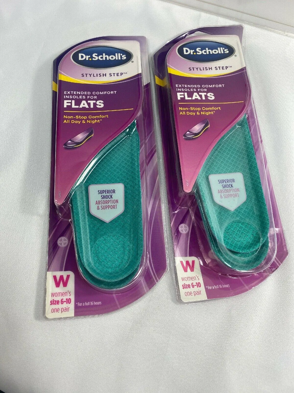(2) Dr. Scholl's Stylish Step Extended Comfort Insoles FLATS Shock Women 6-10