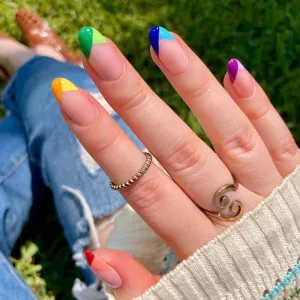 Almond colorful on finger top