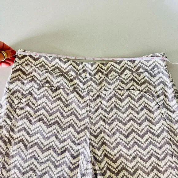 ANTHROPOLOGIE Cartonnier Grey White Chevron Print Dress Tailored Short Shorts 10