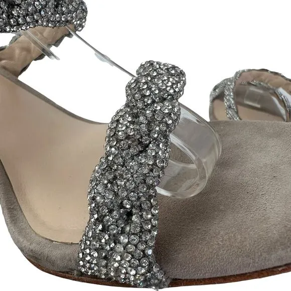 Antonio Melani Brea Rhinestone Embellished Leather Dress Mules Heels