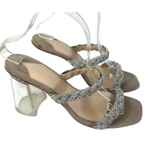 Antonio Melani Brea Rhinestone Embellished Leather Dress Mules Heels
