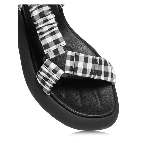 AQUA Womens Black Accents Stretch Tenly Square Toe Platform Slingback 6 M