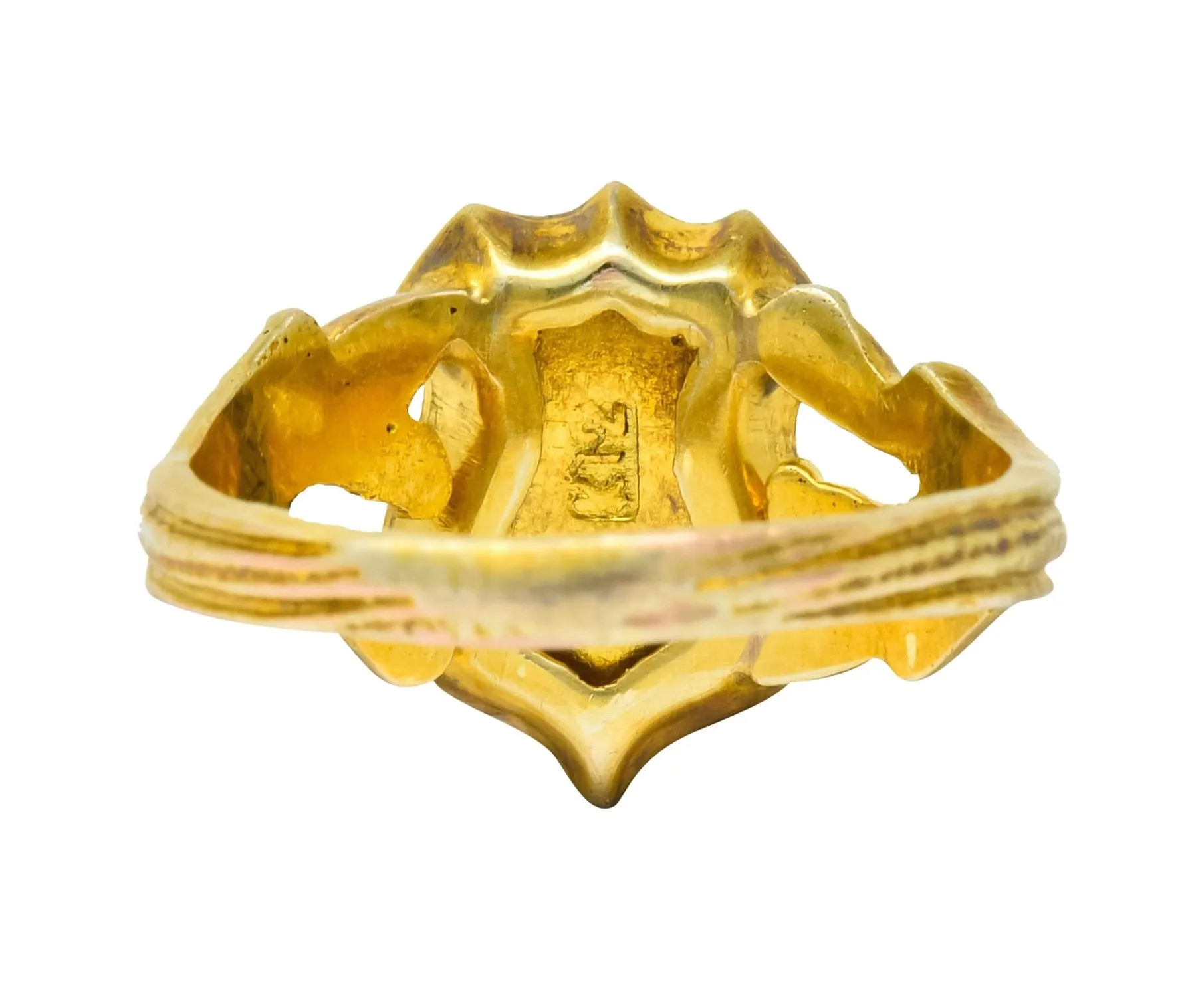 Art Nouveau 12 Karat Yellow Gold Shield Signet Unisex Ring
