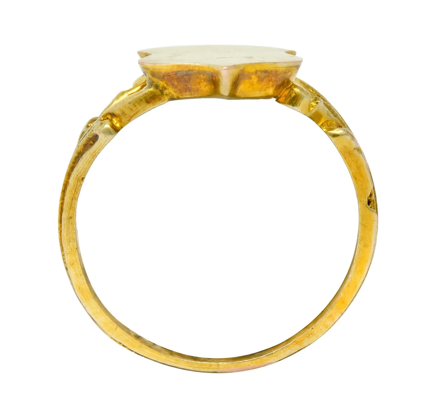 Art Nouveau 12 Karat Yellow Gold Shield Signet Unisex Ring