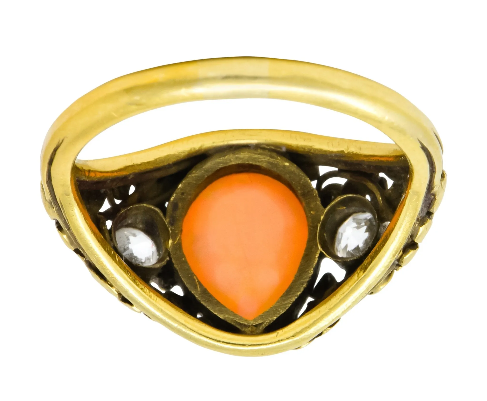 Arts & Crafts Opal Diamond 18 Karat Gold Floral Band Ring Circa 1900
