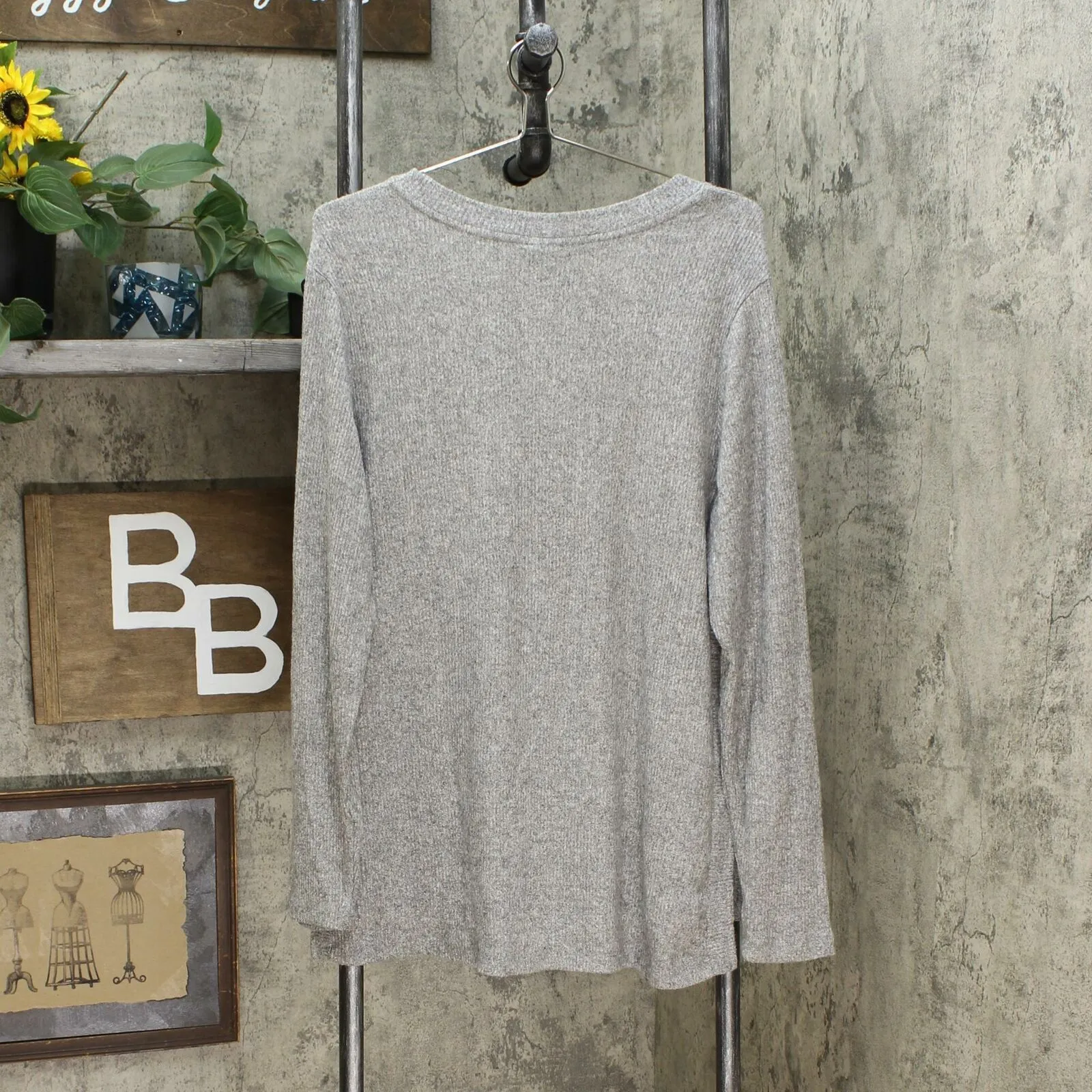 Ava & Viv Women's Plus Size Long Sleeve V-Neck Rib-Knit Top