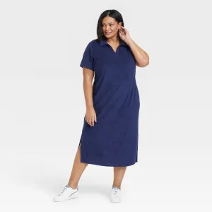 Ava & Viv Women's Plus Size Short Sleeve Terry Polo Dress