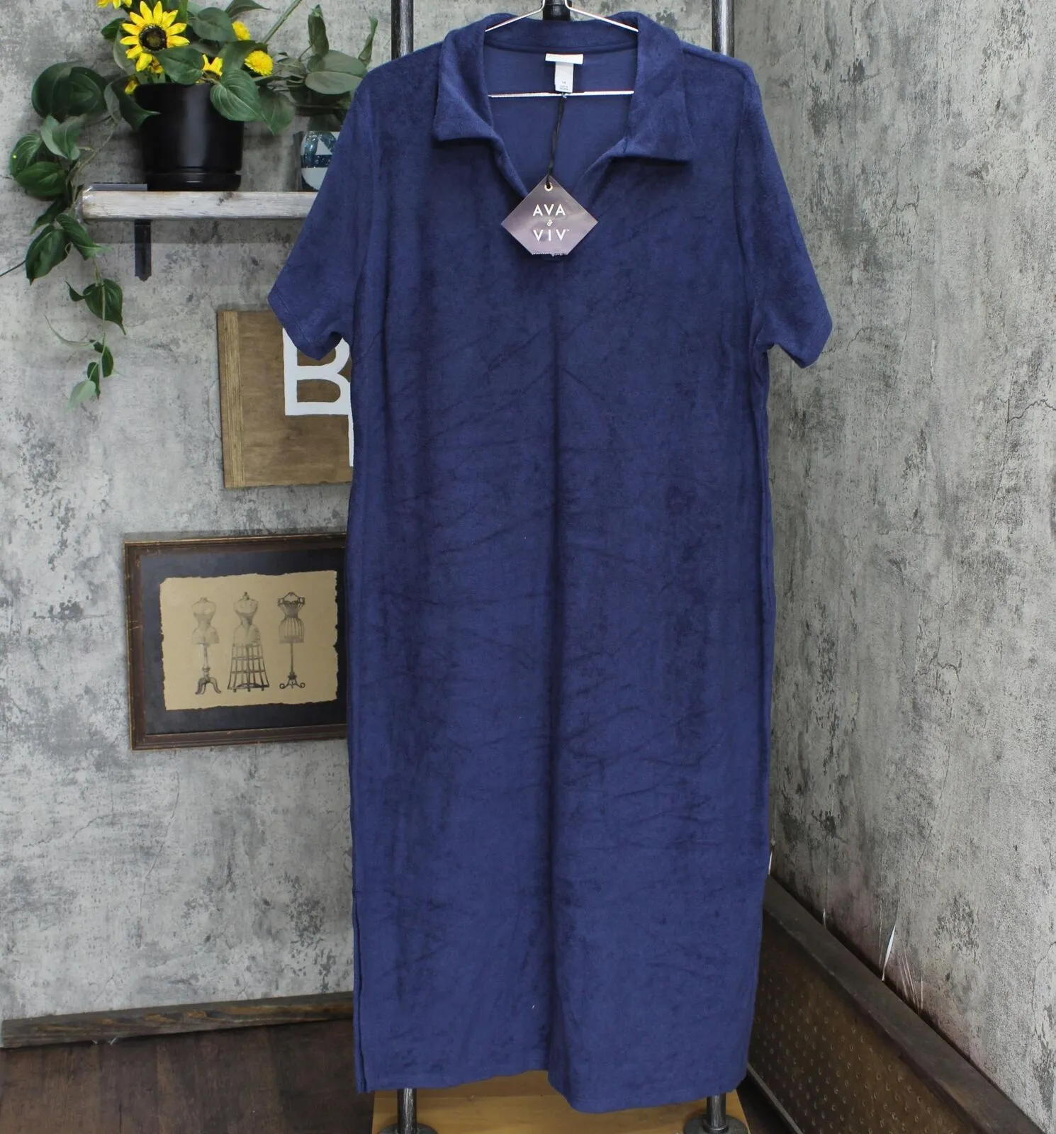 Ava & Viv Women's Plus Size Short Sleeve Terry Polo Dress