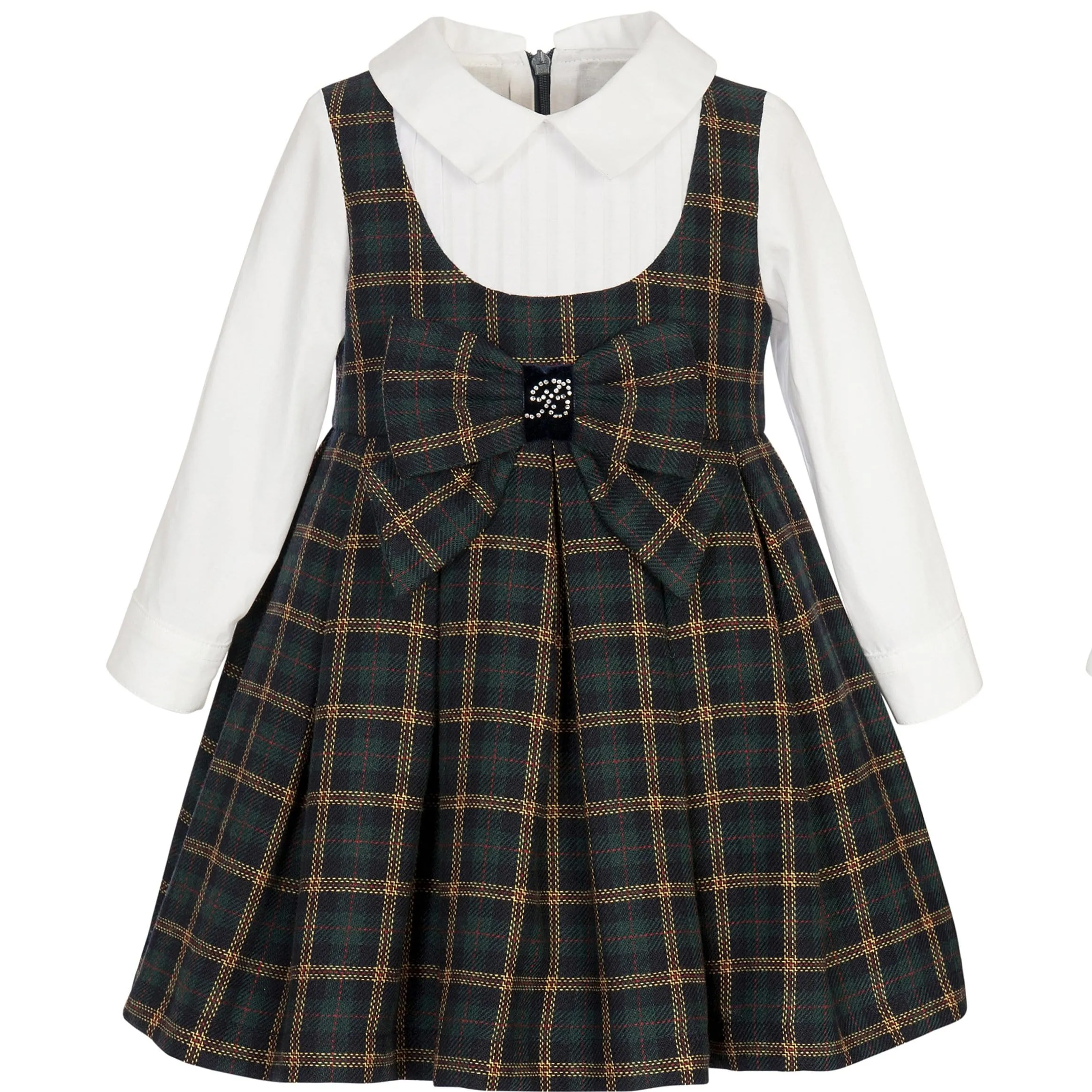 BALLOON CHIC - Tartan Pinafore Style Dress  - Green