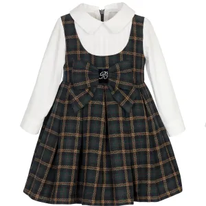 BALLOON CHIC - Tartan Pinafore Style Dress  - Green
