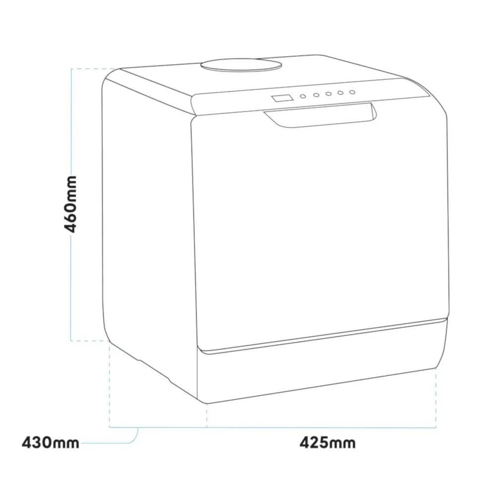 Baridi Mini Portable Tabletop Dishwasher 5L, 2-4 Place Settings - White - A