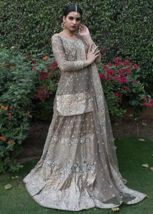 Beautiful designer embroidered bridal lehnga dress in grey color # B3361