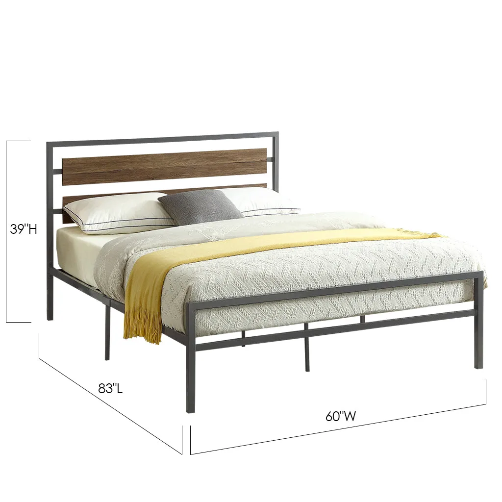 Bebelelo Elania Wood Panel Platform Queen Bed with Steel Frame