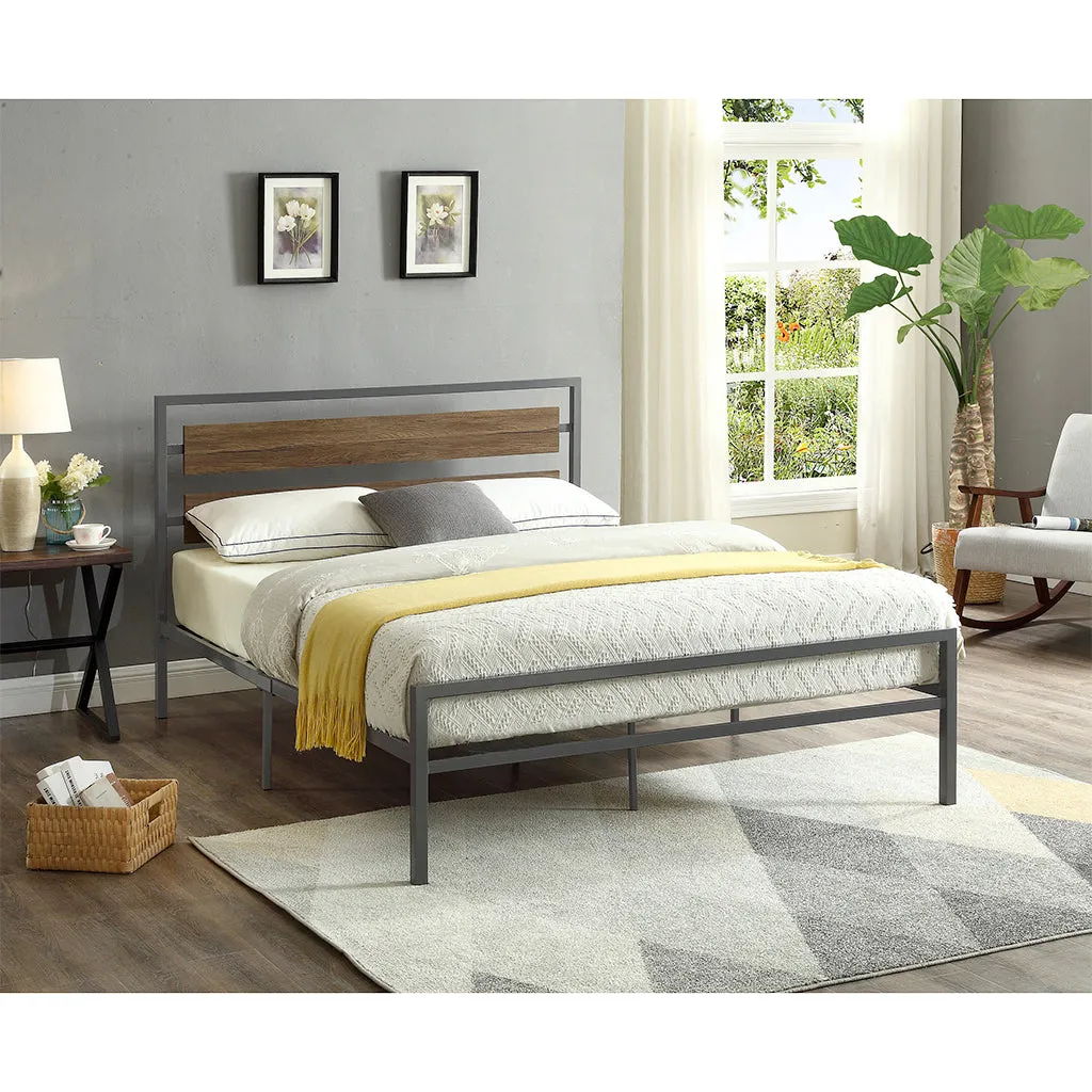 Bebelelo Elania Wood Panel Platform Single Bed with Steel Frame