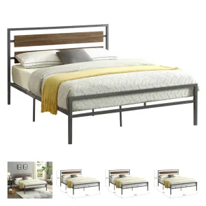 Bebelelo Elania Wood Panel Platform Single Bed with Steel Frame
