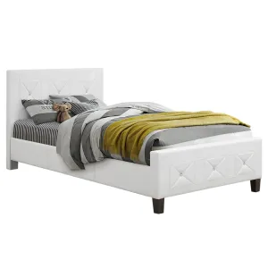 Bebelelo White Single Bed Frame with Jewels and Crystal Button for Hoom Decor