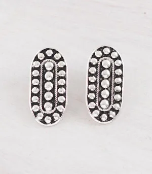 Blayne Fashion Silver Studded Oval Earrings