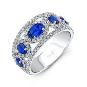 Blue Sapphire, 0.65ctw Diamond Fashion Ring