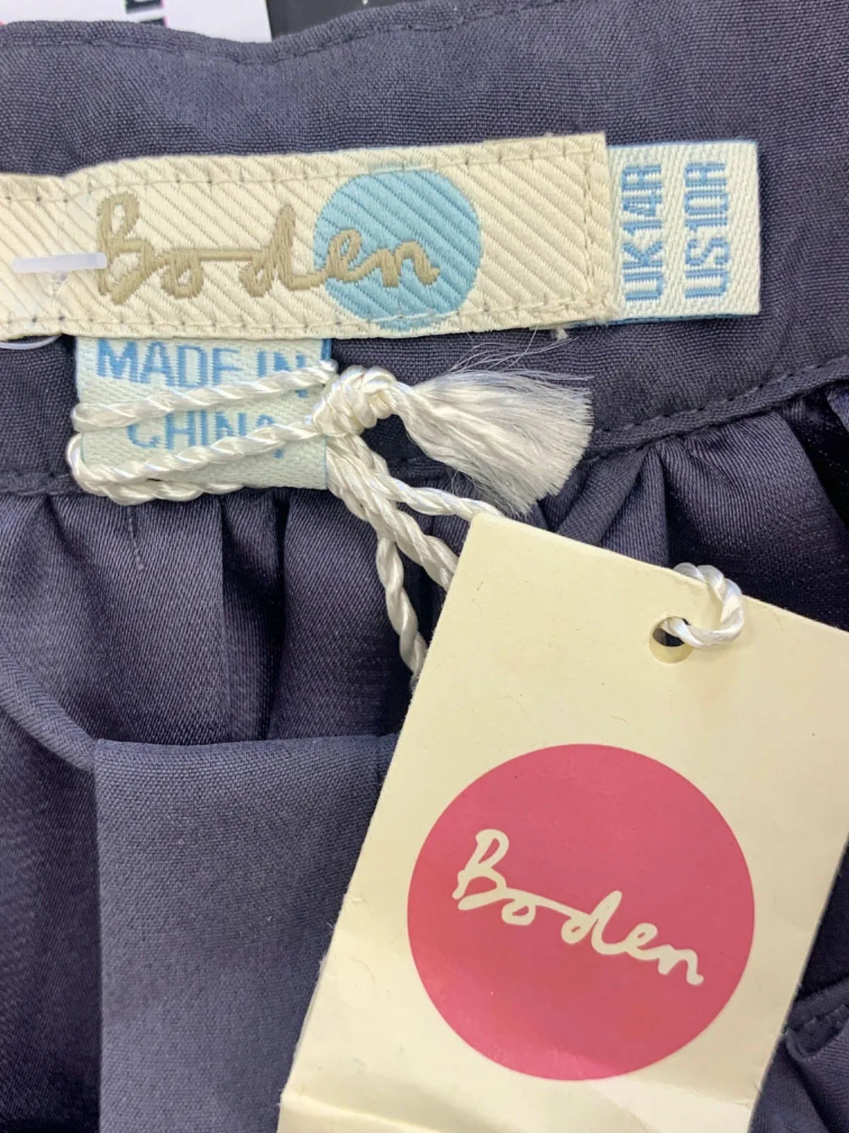 Boden Navy Beaded Silk Dress UK 14