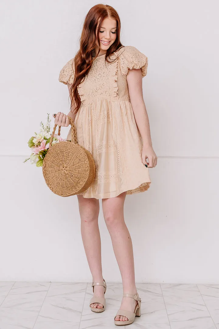 Born For Lace Puff Sleeve Mini Dress