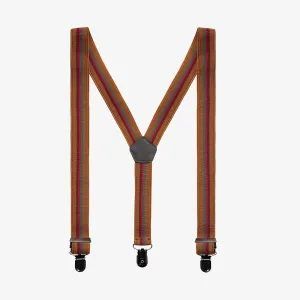 Bretelles élastiques brunes avec bandes rouges et vertes, bébé et enfant || Brown elastic straps with red and green stripes, baby and child