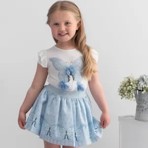 CARAMELO KIDS - Butterfly Skirt Set - Blue