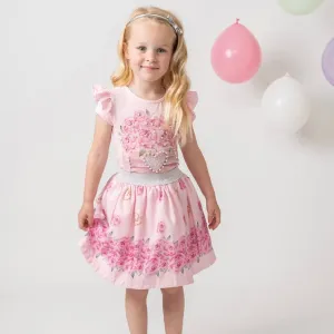 CARAMELO KIDS - Diamanté Flower Box Skirt Set - Pink