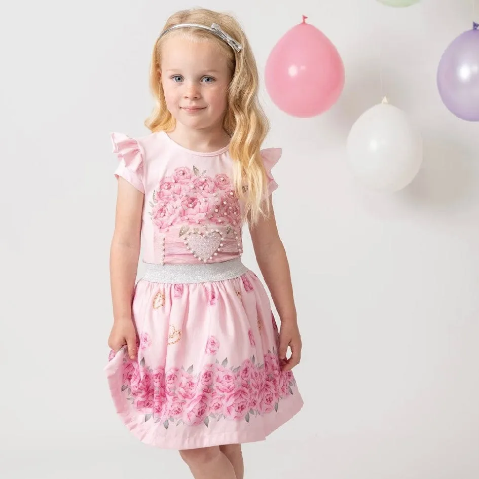 CARAMELO KIDS - Diamanté Flower Box Skirt Set - Pink