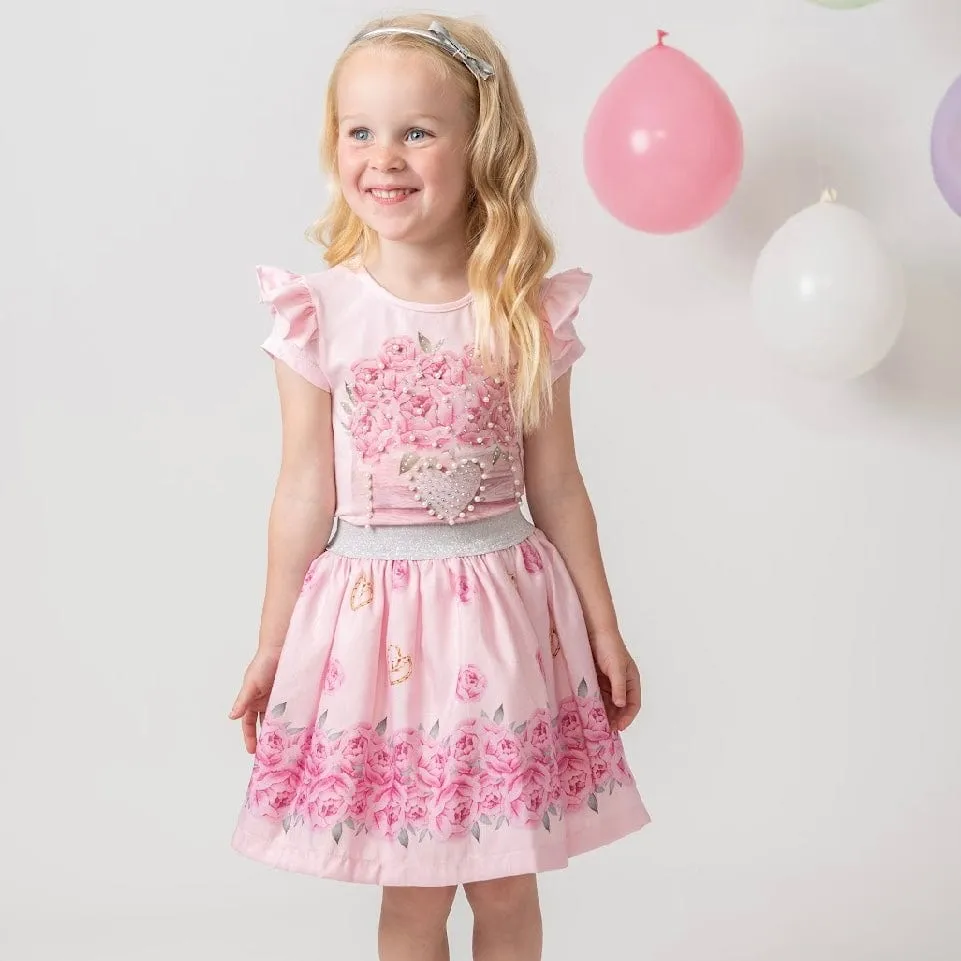 CARAMELO KIDS - Diamanté Flower Box Skirt Set - Pink
