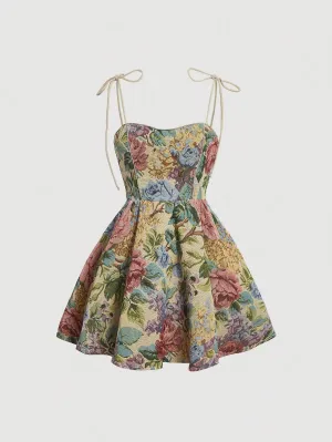 Chic Floral Tie-Shoulder Cami Dress