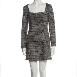 Christian Lacroix Black &amp; White Tweed Square Neck Mini Dress Size 10