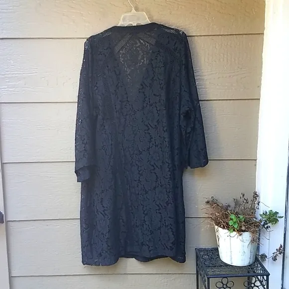 City Chic Innocent  black long sleeve lace shift dress 24