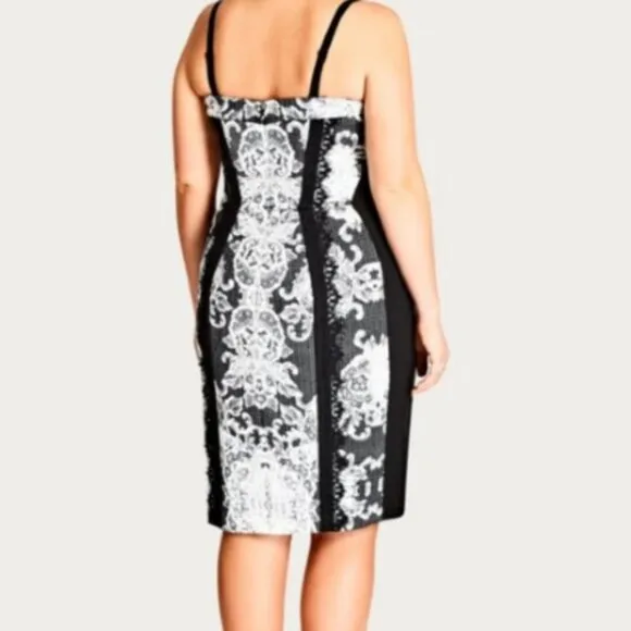 City Chic Lace Affair Printed Sheath Dress With Straps XL 24 NWT NEW