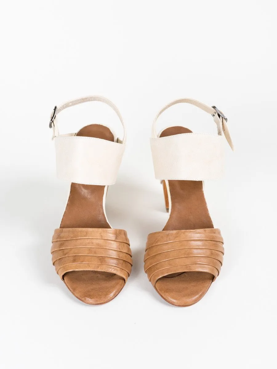 color block sandal - camel