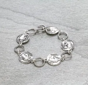 Crawford Fashion Silver Buffalo Nickel Toggle Bracelet