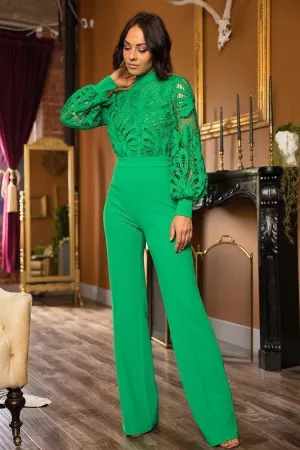 CROCHET PRINT TOP FASHION JUMPSUIT