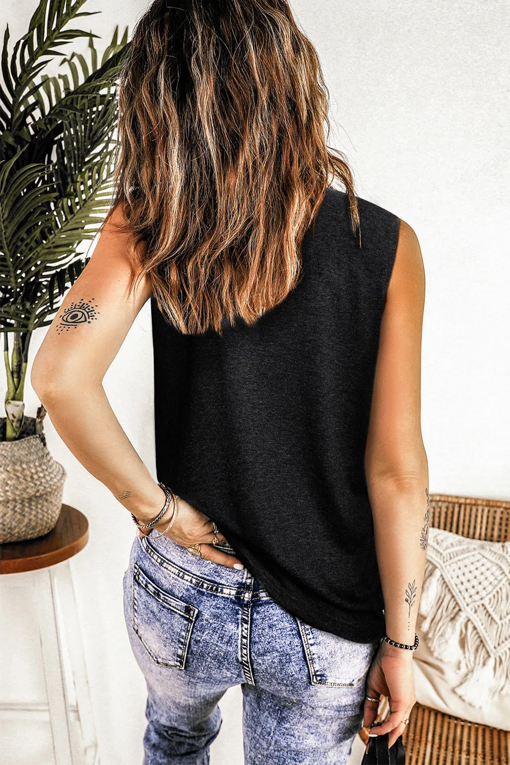 Cutout American Flag Print Tank Top