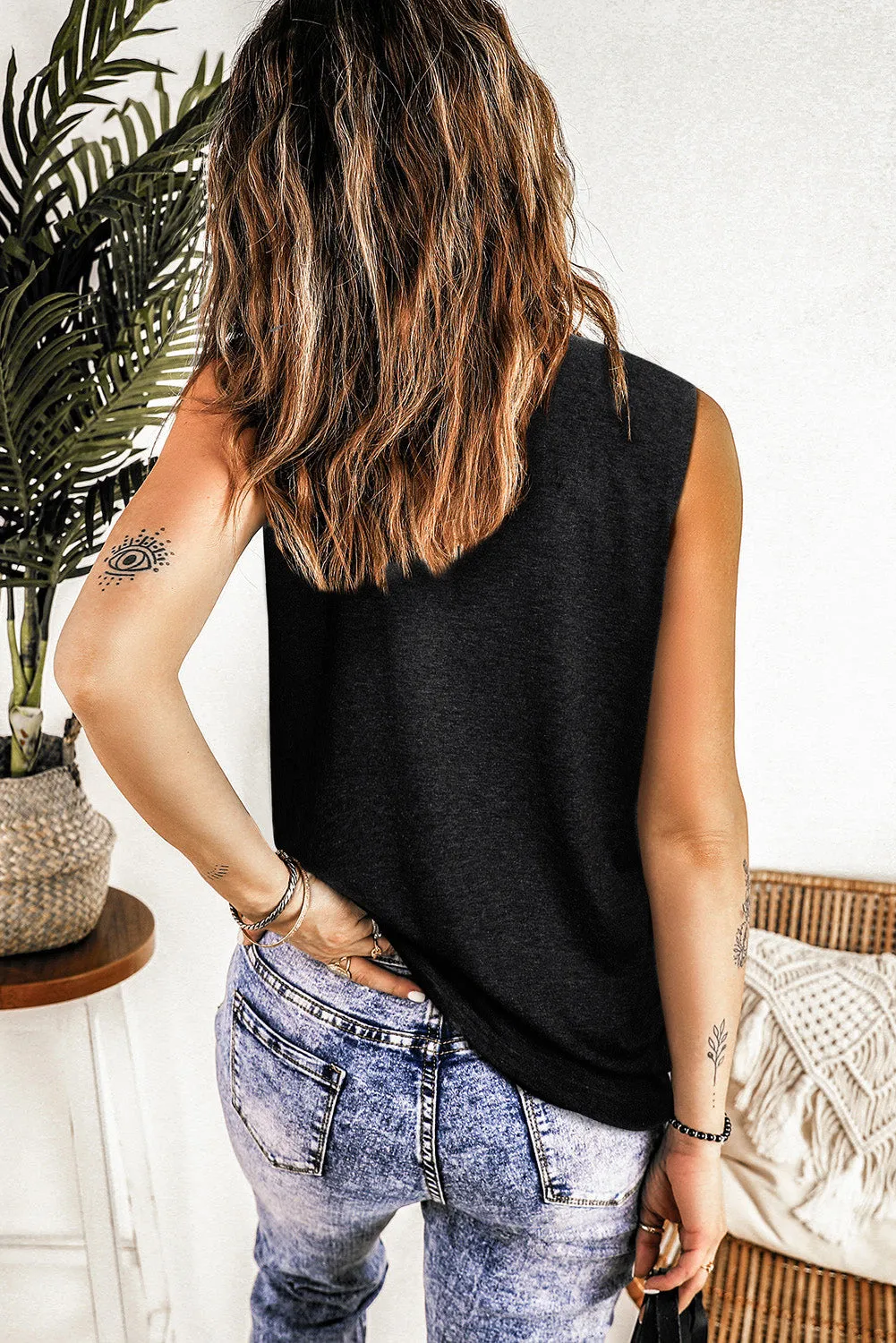 Cutout American Flag Print Tank Top
