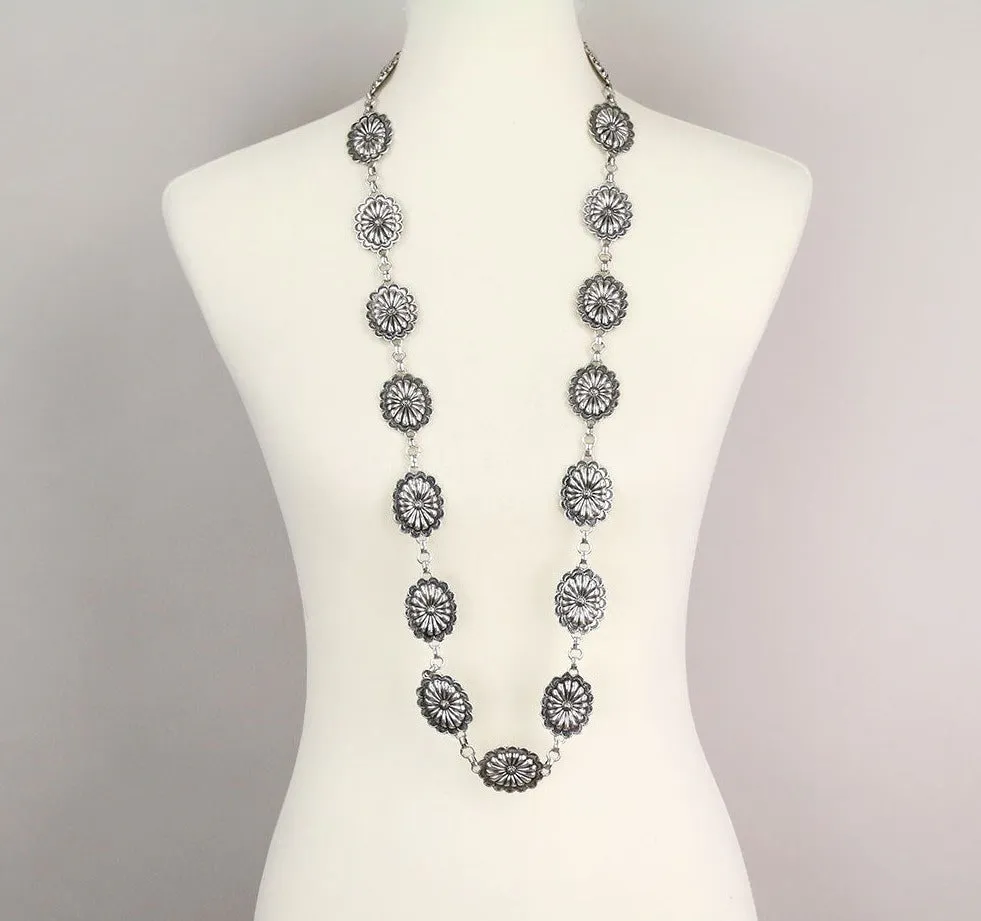 Delta Fashion Silver Concho Necklace/Belt Combination