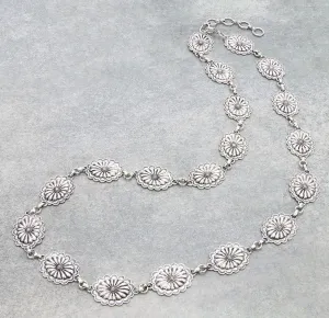 Delta Fashion Silver Concho Necklace/Belt Combination