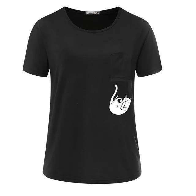 Dropping Pocket Cat T-Shirt