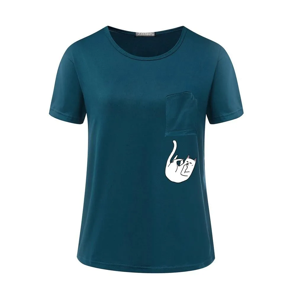 Dropping Pocket Cat T-Shirt