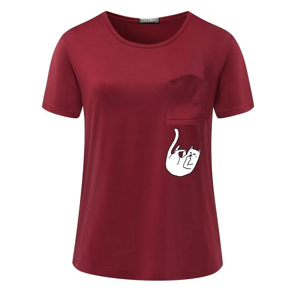Dropping Pocket Cat T-Shirt