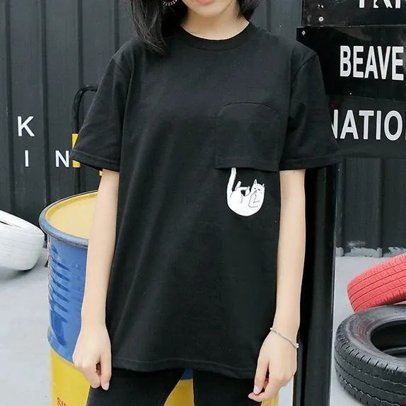Dropping Pocket Cat T-Shirt