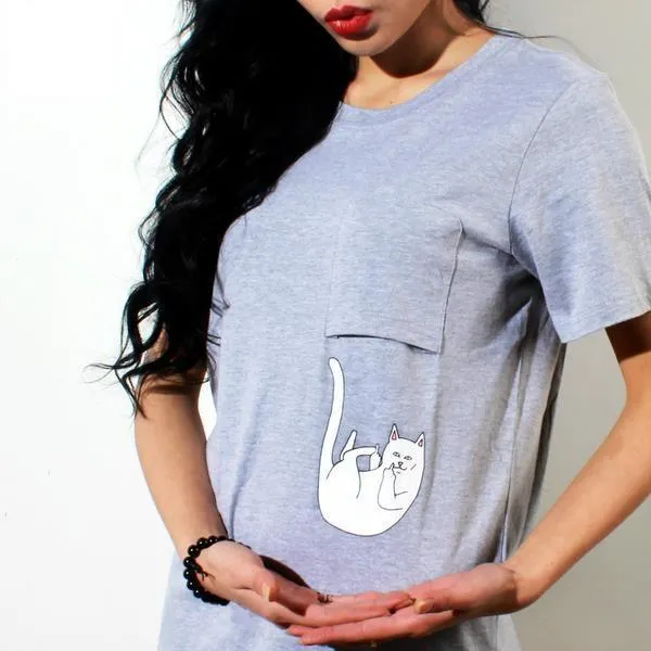 Dropping Pocket Cat T-Shirt